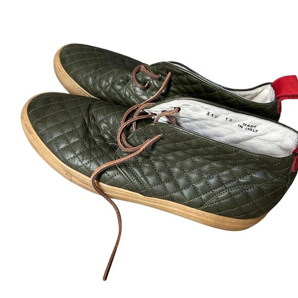 Del Toro Mens Green Quilted Leather Sneaker Shoes size 13 chukka - Picture 2 of 5